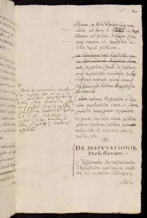 De disputationib[us] Professorum.