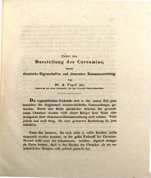 Ueber die Darstellung des Curcumins, dessen chemische Eigenschaften und elementare Zusammensetzung