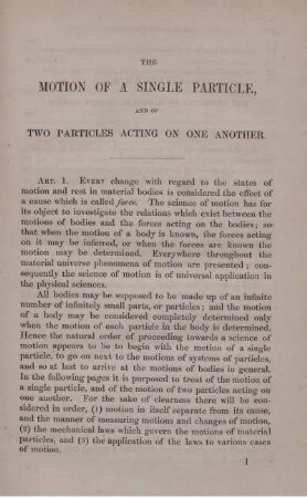 Introduction. Chap. I - III. Geometry of a Point's Motion. The Laws of Particle Motion. Free Motion of a Particle.
