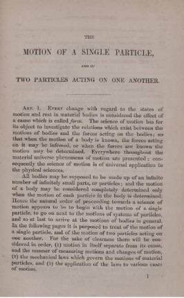 Introduction. Chap. I - III. Geometry of a Point's Motion. The Laws of Particle Motion. Free Motion of a Particle.