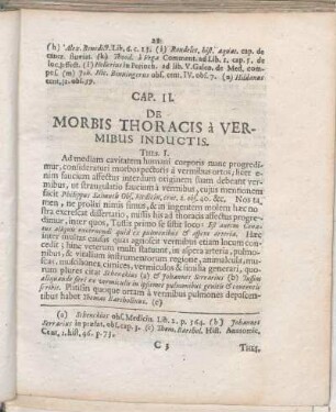 Cap. II. De Morbis Thoracis à Vermibus Inductis.