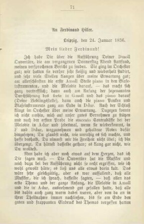 An Ferdinand Hiller. Leipzig, den 24. Januar 1836