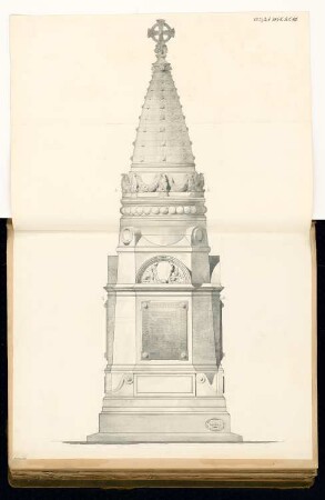 Gefallenendenkmal, Mühlhausen Monatskonkurrenz August 1878: Aufriss Vorderansicht; Maßstabsleiste