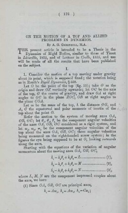 On the motion of a top and allied problems in dynamics.