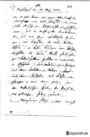 31: Brief von Wilhelm Heinse an Johann Wilhelm Ludwig Gleim