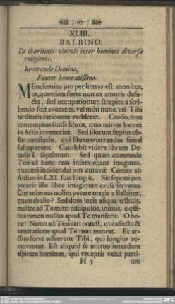 XLIII. BALBINO. De charitatis vinculo inter homines diversae religionis