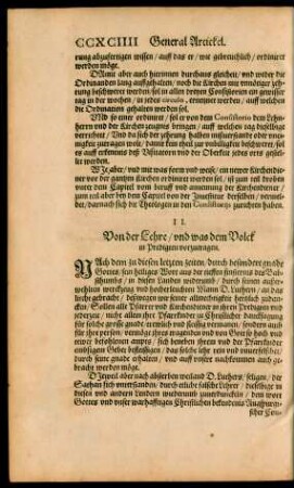 II. Von der Lehre/ und was dem Volck in Predigten vorzutragen.