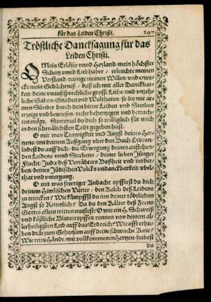 Tröstliche Dancksagung für das Leiden Christi.