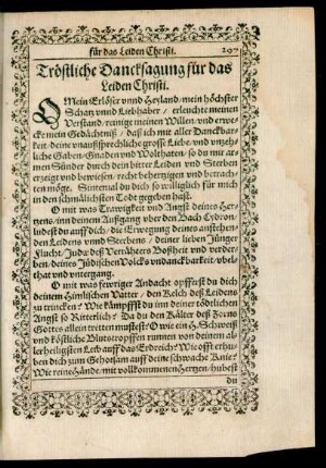 Tröstliche Dancksagung für das Leiden Christi.