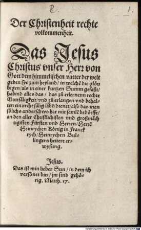 Der Christenheit rechte Vollkommenheit