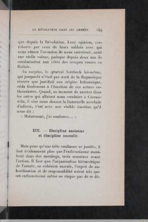XIII. Discipline ancienne et discipline nouvelle