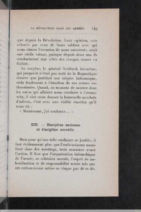 XIII. Discipline ancienne et discipline nouvelle