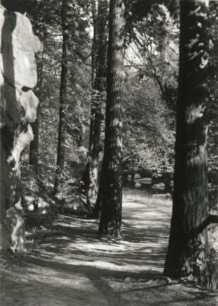 Oberlausitz. Mittleres Spreetal. Uferpromenade beim Eintritt der Spee in die "Bautzener Skala". Engtalstrecke im Vogelhain (Humboldthain)