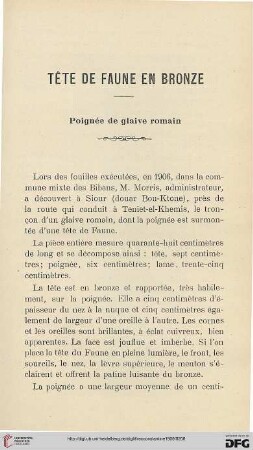 Sér. 4: Tête de faune en bronze : poignée de glaive romain