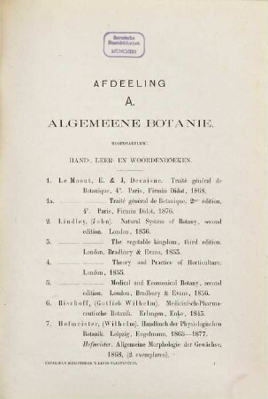 Catalogus der Bibliotheek van 's Lands Plantentuin te Buitenzorg