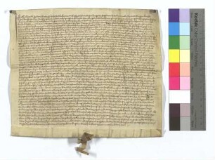 Gültbrief des Eberhard Riche von Großglattbach (Glatbach) gegen die St. Johannsaltarpfründe in St. Michael in Pforzheim.