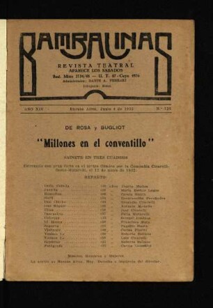 Millones en el conventillo : sainete en tres cuadros