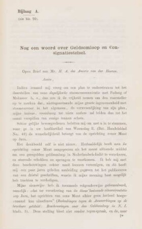 Bijlaag A. Nog een woord over geldsomloop en consignatiestelsel