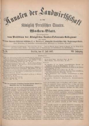 No. 29. Berlin, den 17. Juli 1867. VII. Jahrgang.