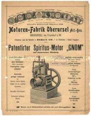 Patentierter Spiritus-Motor "GNOM"
