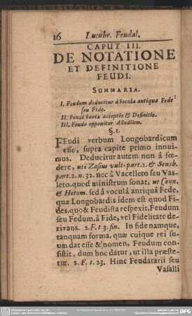 Caput III. De Notatione Et Definitione Feudi