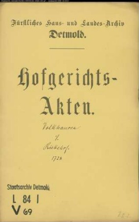 Volkhausen, Advokat gegen Johann Christoph Riekehof - Schuldforderung