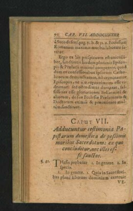 Caput VII. Adducuntur testimonia Papistarum domestica de pessimis moribus Sacerdotum ...