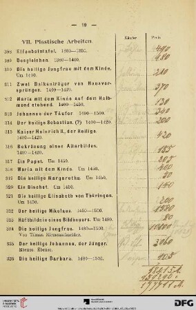 VII. Plastische Arbeiten (Nr. 308-393)