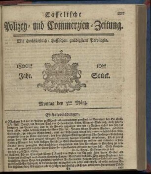 10tes Stueck, Montag den 3ten Maerz 1800