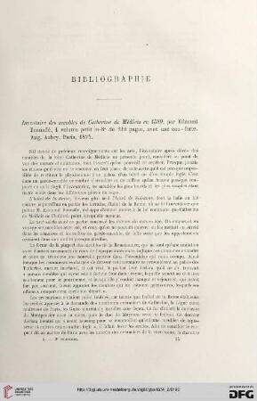 2. Pér. 10.1874: Edmond Bonnaffé, Inventaire des meubles de Catherine de Médicis en 1589 : [Rezension]