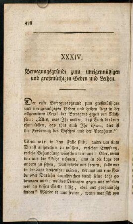 478-484, XXXIV. Bewegungsgründe zum uneigennützigen und großmüthigen Geben und Leihen.