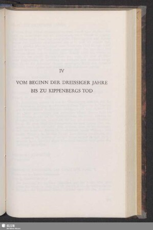 IV Vom Beginn Der Dreissiger Jahre Bis Zur Kippenbergs Tod