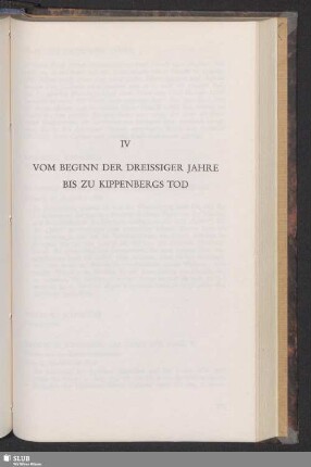 IV Vom Beginn Der Dreissiger Jahre Bis Zur Kippenbergs Tod