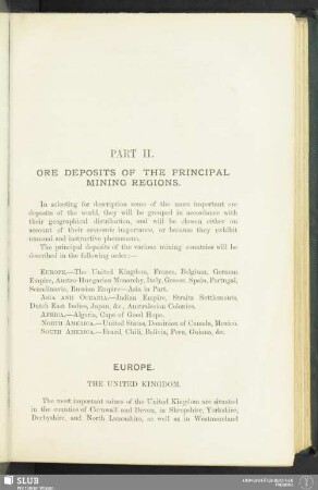 Part II. Ore deposits of the principal mining regions