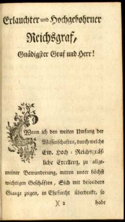 Erlauchter und Hochgebohrner Reichsgraf, Gnädigster Graf und Herr!