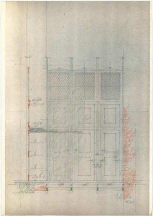 Döllgast, Hans; München; Basilika St. Bonifaz, Umplanung - Schrank (Ansicht; Schnitte)