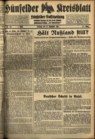 Erste Ausgabe vom Samstag, den 21. November 1931.