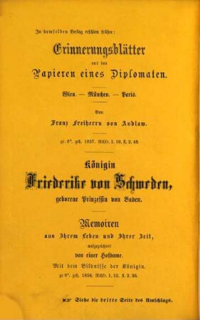 Mein Tagebuch : Auszüge aus Aufschreibungen der Jahre 1811 bis 1861, 1