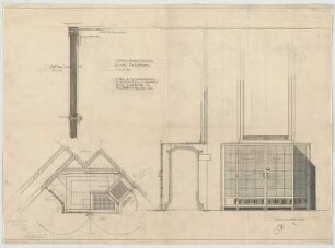 Thiersch, Friedrich von; Glonn (Obb.); Schloss Zinneberg - Altes Schloss - Ofenverkleidung (Grundriss, Teilansicht, Schnitte)