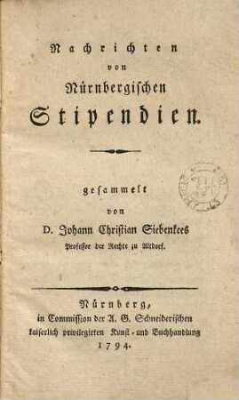 Nachrichten von Nürnbergischen Stipendien