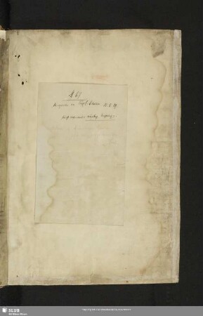 1r-2r: Leerseiten, 1r mit mont. Zettel mit Hinweisen zum Ursprung der Handschrift