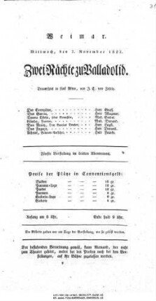 Zwei Nächte zu Valladolid