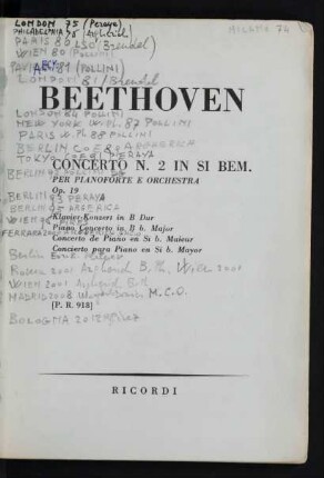 Concerto N. 2 in si bem. : per pianoforte e orchestra : op. 19