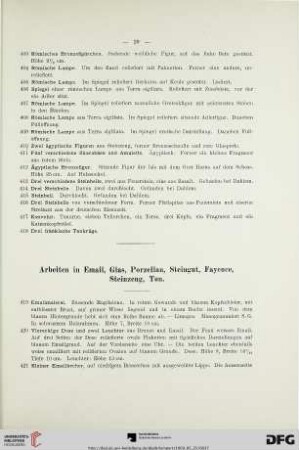 Arbeiten in Email, Glas, Porzellan, Steingut, Fayence, Steinzeug, Ton (Nr. 419-659)