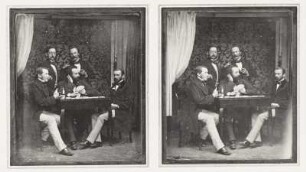 Fünf Herren beim Kartenspiel : datiert um 1845-1848