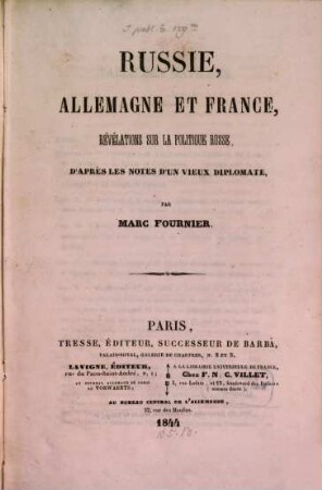 Russie, Allemagne et France
