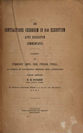 De contractione verborum in ?? exeuntium apud Herodotum commentatio : (Doctordissertation)