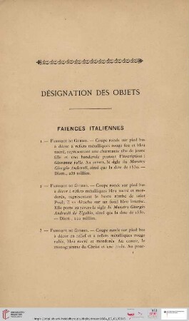 Faiences Italiennes (Nr. 1 - 55)