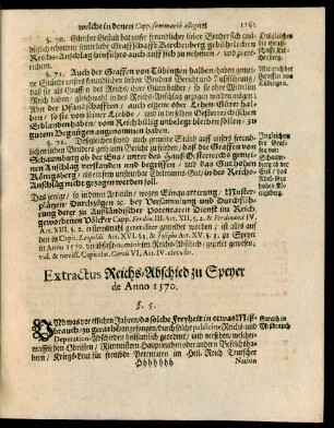 Extractus Reichs-Abschied zu Speyer de Anno 1570