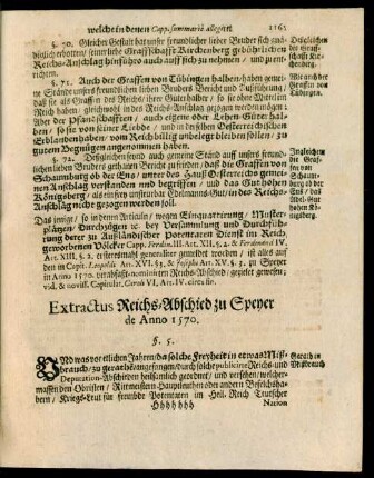 Extractus Reichs-Abschied zu Speyer de Anno 1570